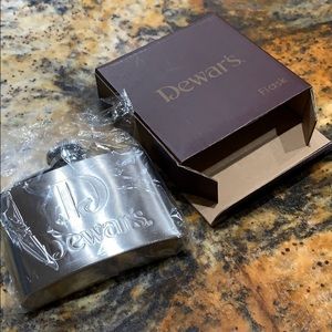 Dewars thin 4 OZ pocket flask 3.75” X 2.5” X 0.75”